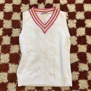 White Liz Claiborne Sport Cable Knit Golf Sweater Vest